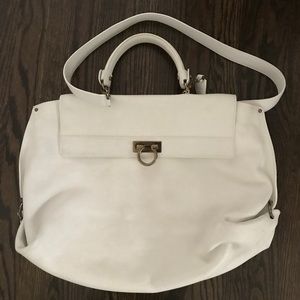 Salvatore Ferragamo White Doctors Satchel Bag